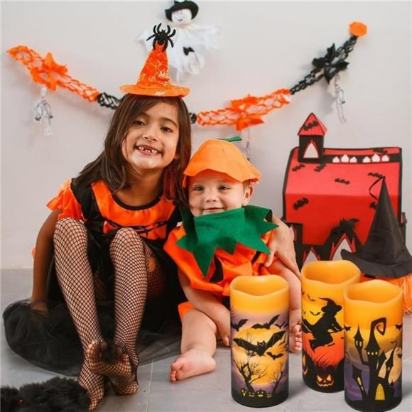 Flameless Flickering Candles Battery Operated w/ 6 Hour Timer, Set of 3,D3 x H6 - Picture 4 of 6